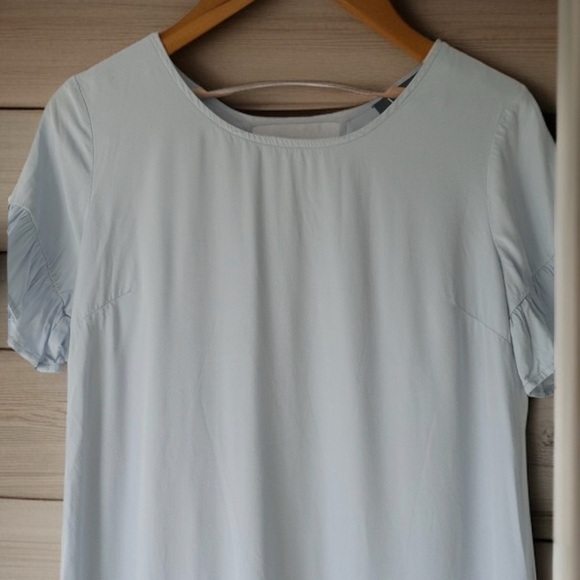 Lulus Size XS Women's Light Blue Lined Shift Dress With Ruffled Sleeves. - Picture 4 of 5